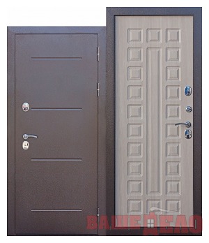 Дверь входная металлическая морозостойкая Ferroni Isoterma МЕДНЫЙ антик Лиственница мокко 96x205