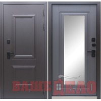 Входная дверь &quot;Термо Галеон штамп 2 Графит Зеркало&quot; 860/960х2050