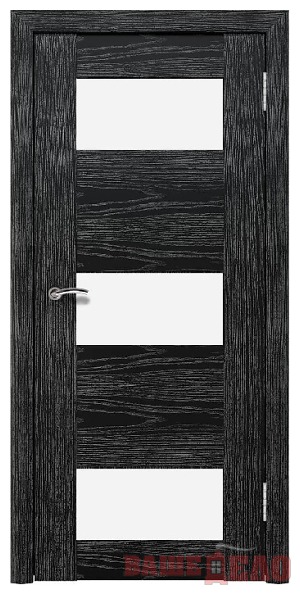 Дверь межкомнатная Шпон Гиада-3 Дуб чёрный патина Серебро ДО Лакобель Белая